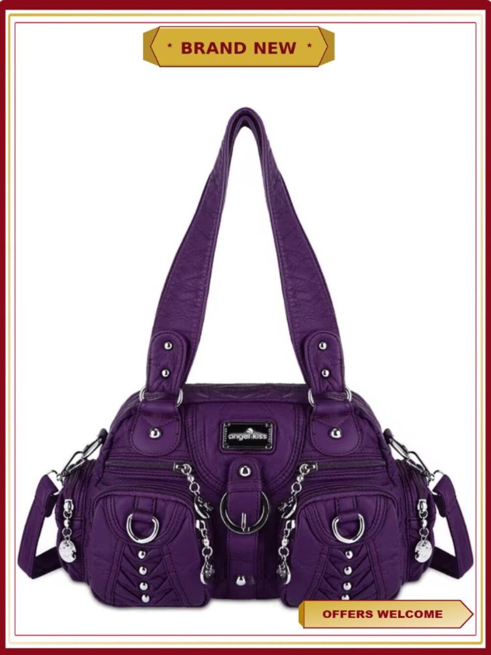 Soft Vegan Leather Hobo Shoulder Bag Crossbody Purse Adjustable Strap